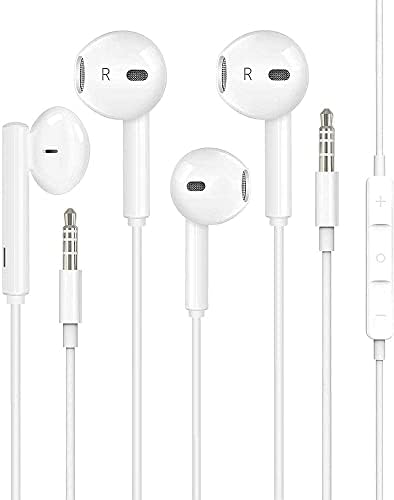 אוזניות אוזניות של Apple MFI Certified Apple [Apple MFI] עם אוזניות עם 35 ממ קווי מחצית בחצי אוזניות אוזניות